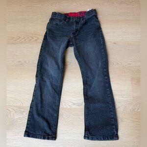 Levi's 511 Jeans Youth Boys Size 7 Reg Black Denim Adjustable Waist